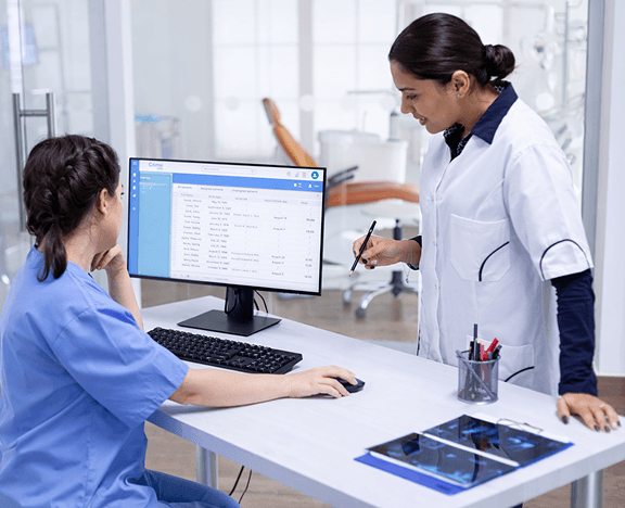Healthcare professionals collaborating at a clinic